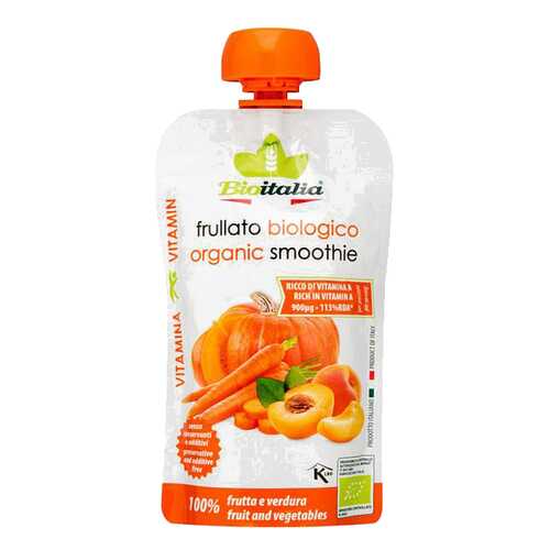 Пюре Bioitalia морковь-абрикос-тыквы смузи 120 г в ВкусВилл