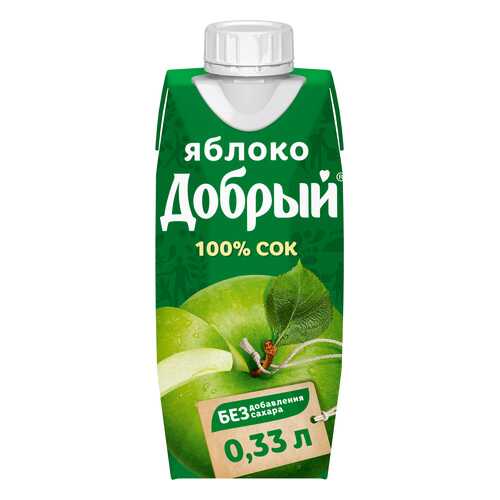 Сок Добрый яблочный 100% 0.33 л в ВкусВилл