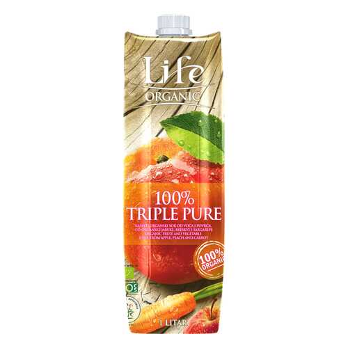 Сок Life premium яблочно-персиковый с добавлением морковного био organic 1 л в ВкусВилл